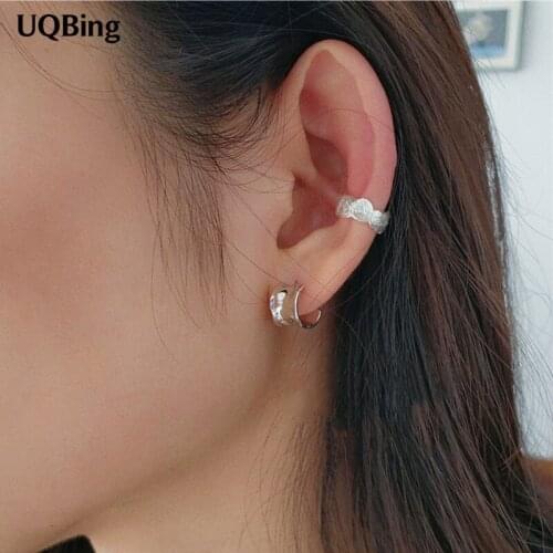 Vintage 925 Sterling Silver Gold Color Irregular Bump Wave Earrings Without Pierced Ear Clips