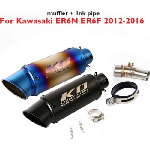 Motorcycle Exhaust System Escape Muffler Escape Tip Middle Link Tube for Kawasaki ER6N ER6F 2012-2016