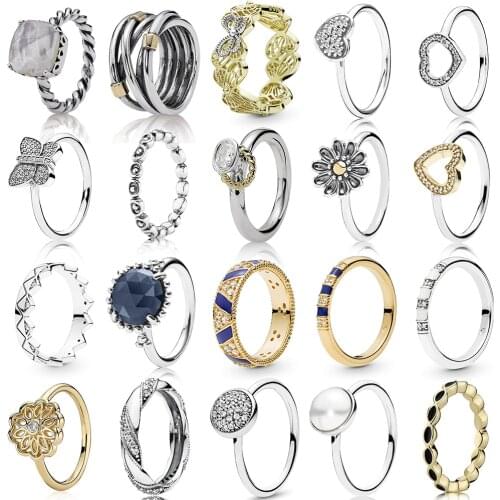 NEW 2019 100% 925 Sterling Silver Shine Stones and Stripes Rope Bands Ribbon Ring for Europe Women Original Fashion Jewelry Gift