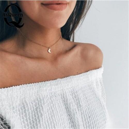 New Punk Half Moon Pendant Gold Choker Necklace For Women Fashion Gold Crescent Chain Choker Chain Collar Choker Collier Femme