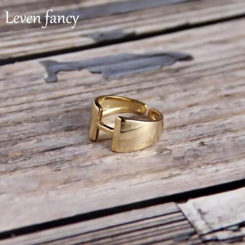 Women Fashion Wedding Jewelry Silver Ring 925 Solid Silver H Shaped Ring Korean Design Heavy Duty Original Style