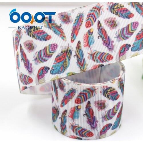 1-1/2'' 38mm Colored feather Printed grosgrain ribbon,10yrds DIY Hair Bow Wedding Festival Home Party Birthday Decorations