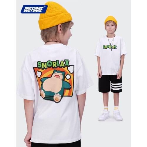 2021 Summer New Kids T-shirts Teen Boys Casual Loose Cartoon T Shirts Fashion Print Cotton Handsome Tee Shirts for Boys 3-11 Y