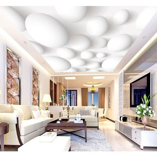 Bacaz Stereo White Stone 3d Wall Ceiling Wallpaper Mural for Living Room 3D Wall Ceiling Mural Wall paper Stickers Decor