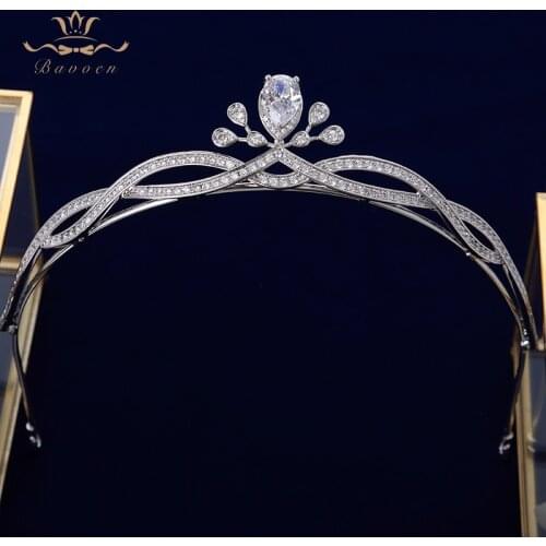 Bavoen New Fashion Bridal Clear Zircon Crystal Hairbands Tiara Crown Wedding Hair Accessories