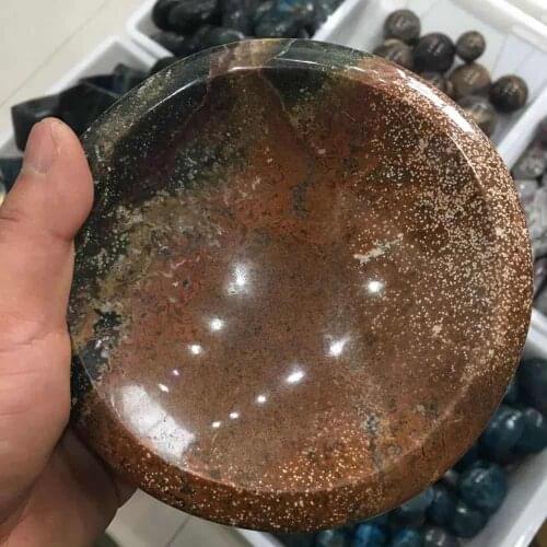 MOKAGY 1.2KG-1.35KG Natural Ocean Jasper Quartz Gemstone Crystal Round Bowl Large 1pc