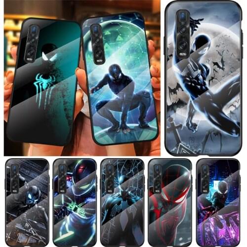 Marvel Dark Spider Man For OPPO A9 2020 A52 Find X2 Lite Realme 7 7i C3 XT 6 5 Pro Tempered Glass Cover Phone Case
