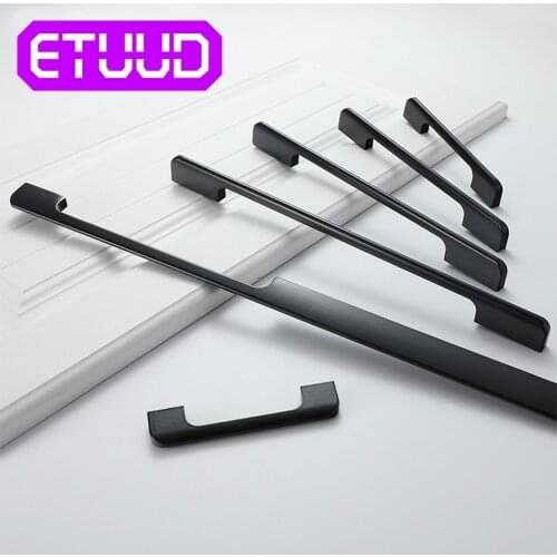 Europe Style Black Aluminum Alloy Kitchen Cabinet Handles and Knobs Cupboard Door Drawer Knobs Furniture Handle Hardware