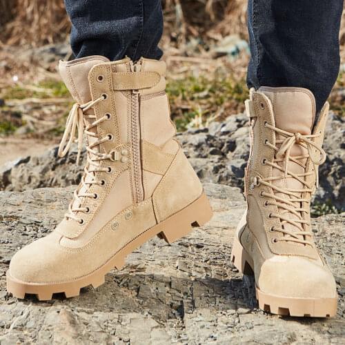 EXCARGO Sand Waterproof Boots Shoes Men Autumn New High-top Military Boot Man High Quality Desert Boots Platform Martin 46