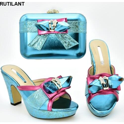 Italian Ladies Shoes and Bags To Match Set Decorated with Rhinestone Women Shoes and Bag Set In Italy Slip on Shoes for Women