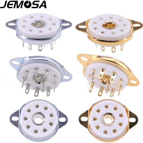 10pcs 9Pin Ceramic Tube Socket Big 9Pin tube tocket GZC9-L For EF50 EC52 TT12 EFF51 QE04 EF55 Vacuum Tube Amplifier DIY