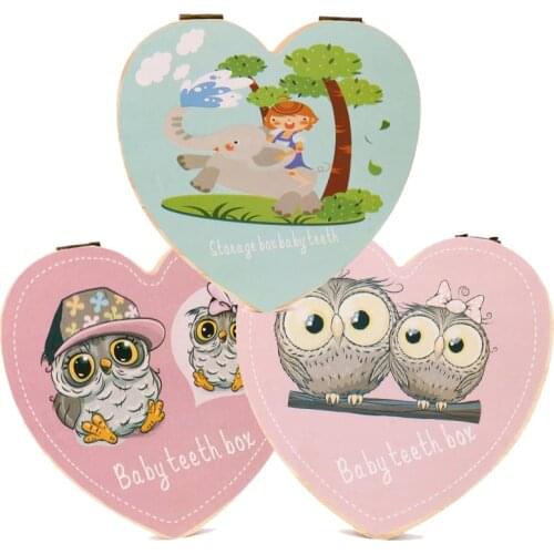 2020 Fallen Tooth Box Storage English Spanish Text Baby Boy Girl Wood Case Save Milk Teeth Collection Organizer Holder