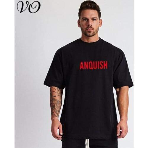Summer new streetwear mens clothing loose casual cotton fitness sportswear jogger bodybuilding fashion short-sleeved T-shirt