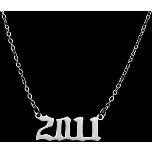 Lyvior Stainless Steel Birth Year Number Pendant Necklace for Women Girl Birthday Gift 18 Inch Chain Friendship Jewelry Necklace