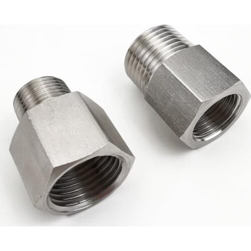 M10/14/16/20 1/8" 1/4" 3/8" 1/2" BSP Female Turn To Male 304 Stainless Steel High Pressure Pipe Fitting For Pressure Gauge