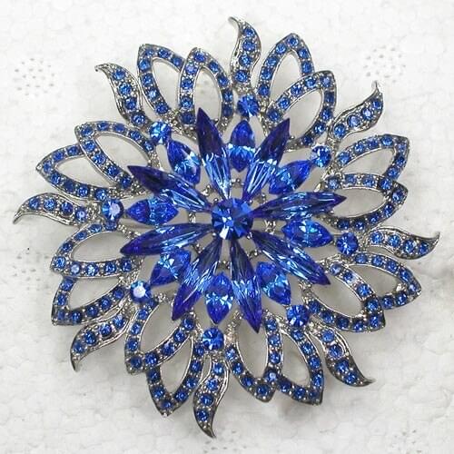 Marquise Blue Rhinestone Flower Pin brooches Bridal Wedding party jewelry gift C716 B