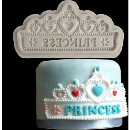 Minsunbak New Fondant Princess Crown Silicone Mould Cake decoration tools Ultra-light clay mould Sugar Craft Tools