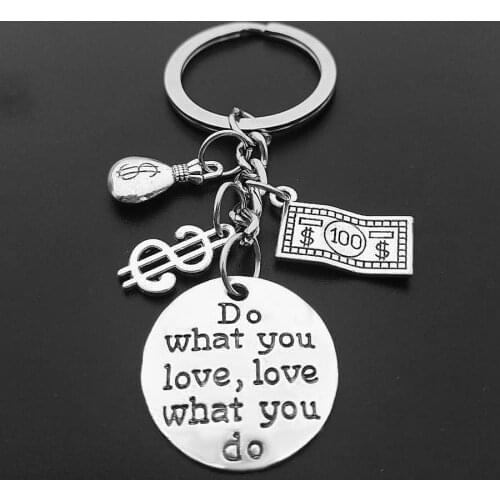 Fashion I Love Money Key Chain Jewelry Metal Abacus Calculator Bag Purse Dollar Pendant Key Ring for Accountant Gift