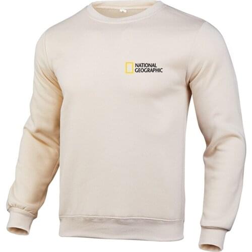 Fall/Winter 2021 National Geographic magazine fleece mens solid color pullover sweater hip-hop street fashion casual pullover