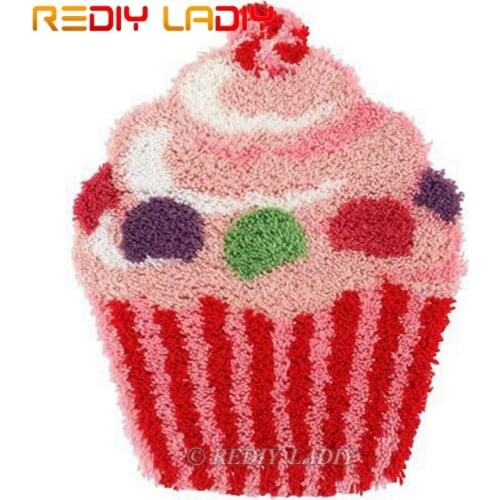 Latch Hook Kits Make Your Own Rug Pink Ice Cream Tapestry Crocheted Cushion Mat DIY Carpet Rug Pre-Printed Canvas Hobby & Crafts