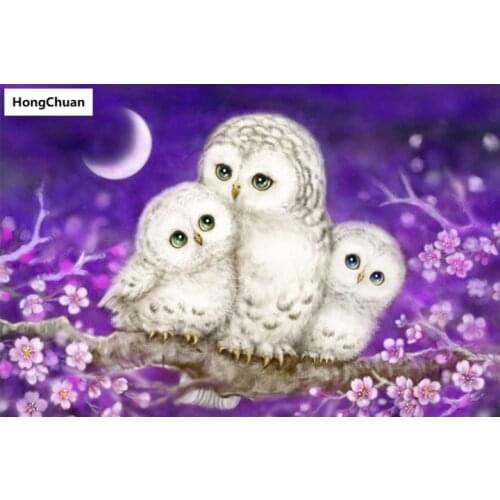 Mural 5D DIY Square/Round Diamond Painting Cute Owl Animal Mosaic Cross Embroidery Handicraft Home Decoration Christmas Gift
