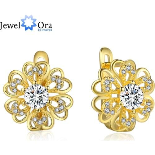Top Popular Earrings Circle Earrings Simple Earrings Gold Flower Hoop Earrings For Women Lady Gift (jewelora EA103130)