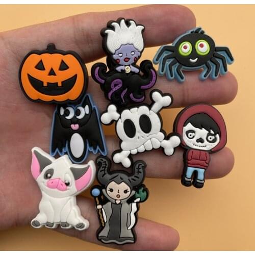 Single Sale Slipper Accessories Halloween Decoration Spider Pumpkin PVC Shoe Decoration For Croc Jibz Kids Party 1P-15L-1