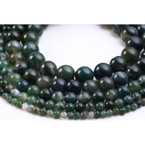Wholesale Moss Agates Beads Natural Stone Round Loose Spacer Beads for Jewelry Making 4-12mm DIY Bracelet
