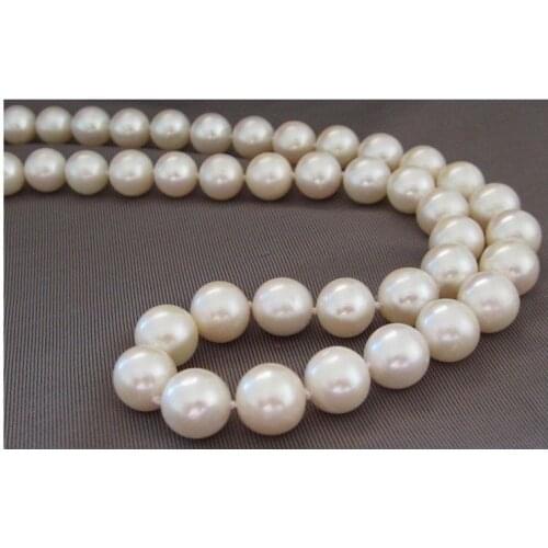 SHIPPING14K Clasp 9-10mm natural AAAA south sea white pearl necklace 18INCH