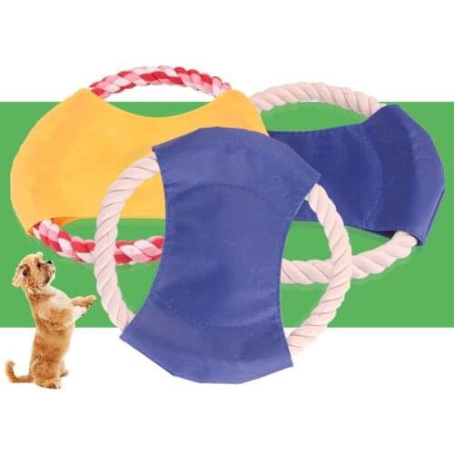 Durable Pet Dog Outdoor Training Puppy Flying Discs Toy High Quality Nylon Big Dog Chew Rope Toy Interactive Toy Random Color