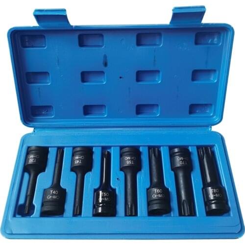 Professional Hex Bit Impact Grade Socket Set Standard SAE Electric Wrench RT5,RT6,RT7,RT8,RT10,RT12,RT13,RT14,(8pcs)