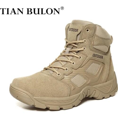 Desert Tactical Mens Boots Winter Work Casual Shoes Wear-resisting Army Boots Men Waterproof Outdoor Hiking Combat Ankle Boots