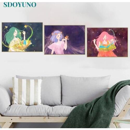 SDOYUNO 3Pcs 40x50cm Painting By Numbers For Adult Figure DIY Frameless Paint By Numbers On Canvas Handpainted Home Decor