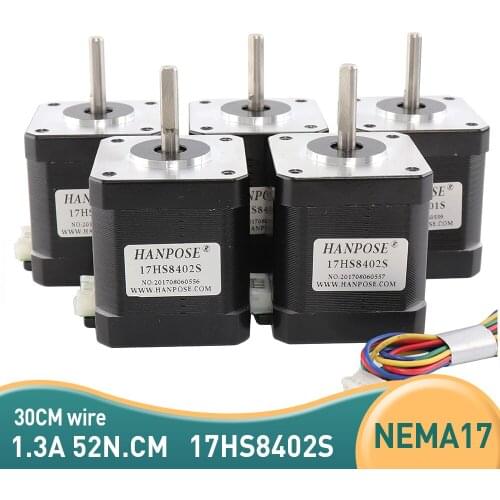 5pcs Nema17 stepper motor 4-lead 48mm 1.3A 52N.CM 1.8 degree motor 17HS8402S 42 Series motor for Various instrument accessories
