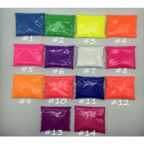 Mixed 14 colors, 10g per color Fluorescent Powder Pigment for Paint Cosmetic Soap Neon powder Nail Glitter 140g