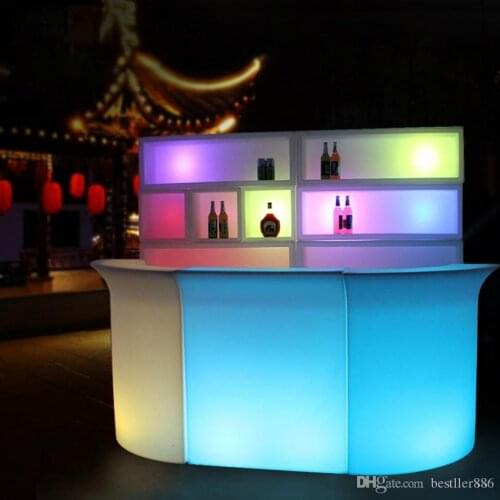 Modern commercial lighting Color Changing Rechargeable PE LED high cocktail bar tables counter of BAR display cabinets mesa bar