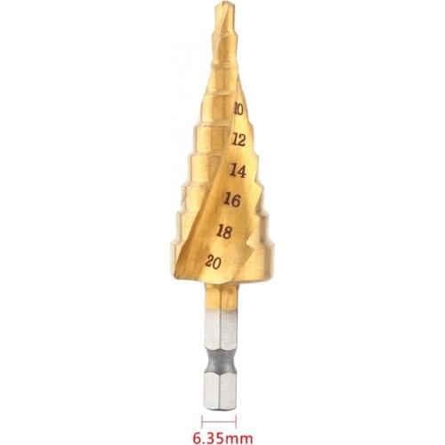 4/6/8/10/12/14/16/18/20mm Hex Shank HSS Spiral Step Cone Drill Bit Hole Cut For Thin Iron Sheet Aluminum PVC Wood Board