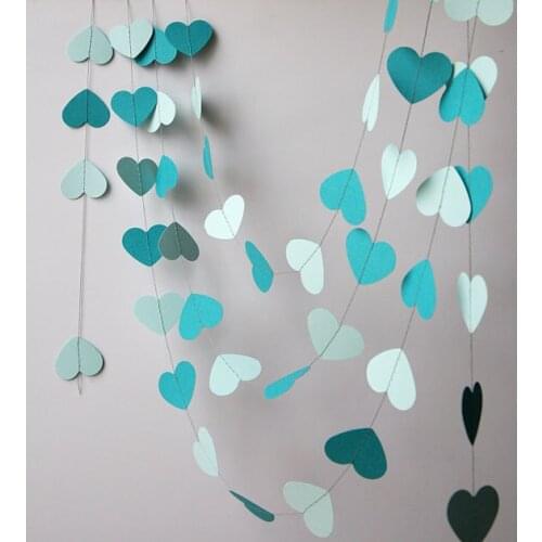Wedding blue white heart garlands Bridal shower birthday party decorations banner