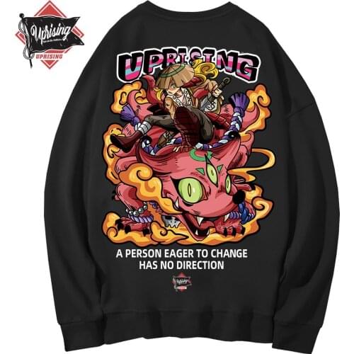 Hoodies, Sweatshirts UPRISING Chinese style cartoon illustration printed long sleeve hip hop street dance Japanese European