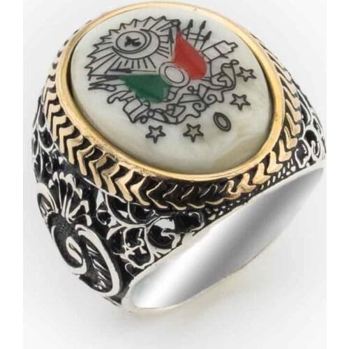 Pearl Gemstone Ottoman State With the Rigging Silver Ring