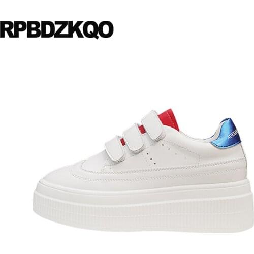 Lace up creepers white thick sole hidden wedge elevator platform wide fit shoes ladies muffin trainers walking women sneakers