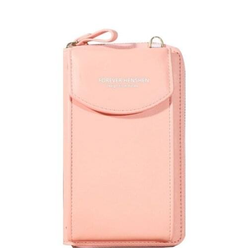 2021 Women Wallet Solid Color PU Leather Straps Shoulder Bag Mobile Phone Big Card Holders Crossbady Bags Handbag Pockets Girls