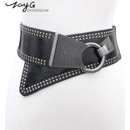 ZAYG Womens Vintage Steampunk Corset Belt Fashion Gothic Rivets Waist Belt Punk Rock Clothing Costume Accessories elastic belt