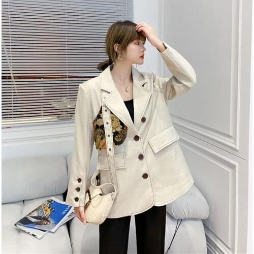 2021 New Autumn Luxury Blazer Women Fashion Vintage Single-Breasted Jackets Patchwork Jacquard Beige Coats