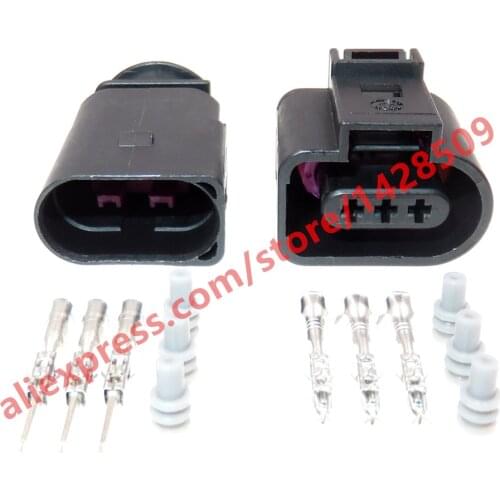 20 Sets 3 Pin 1J0973803 1J0973703 Female And Male 1.5mm Auto Temp Sensor Plug Deflation Valve Plug Waterproof Connector For VW