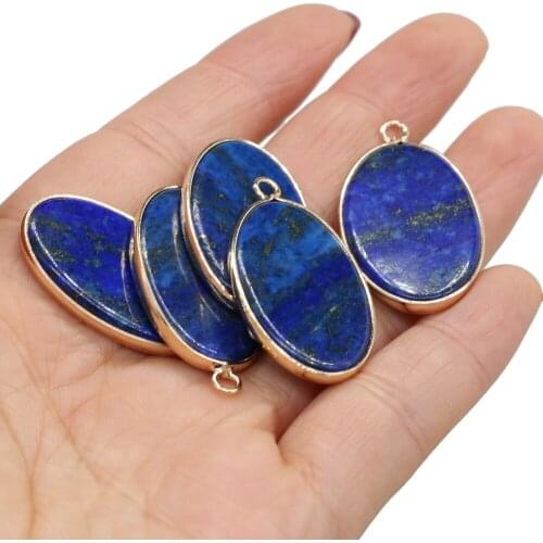 1pcs Natural Stone Oval Shape Lapis lazuli Charms Pendants for DIY Jewelry Making Fit Nacklace Earring Women Gift Size 20x35mm