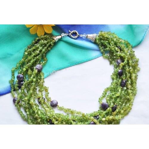 10row 21nature olivine detritus & coin amethysts necklace earring