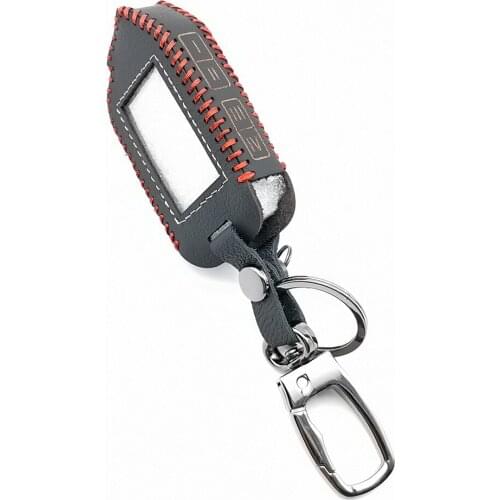 2-Way 100% Leather Key Case Cover For Sher-khan Mobicar A Mobicar B Safety In Two Senses Car Alarm System Russian Version Fob