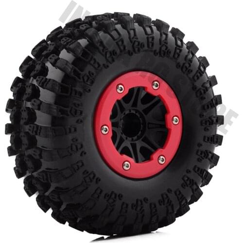 4PCS 1/10 RC Rock Crawler Rubber Tires & 2.2" BEADLOCK Wheel Rim for Axial SCX10 Wraith RR10 Yeti