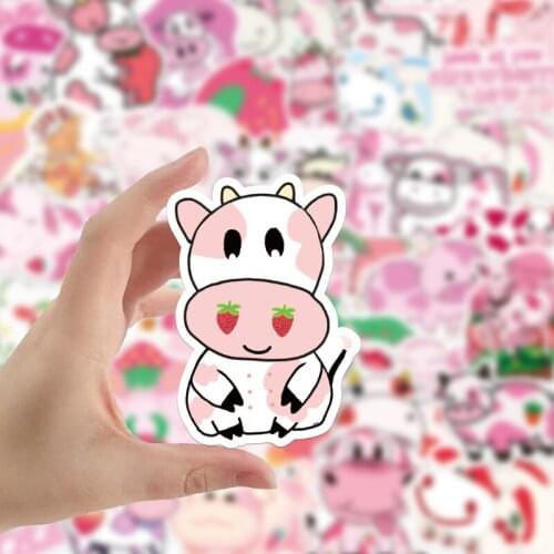 50PCS Cute Pink Style Cartoon Sticker DIY Sun Flower Rainbow Travel Luggage Laptop Classic Toy Graffiti Sticker Decal Children